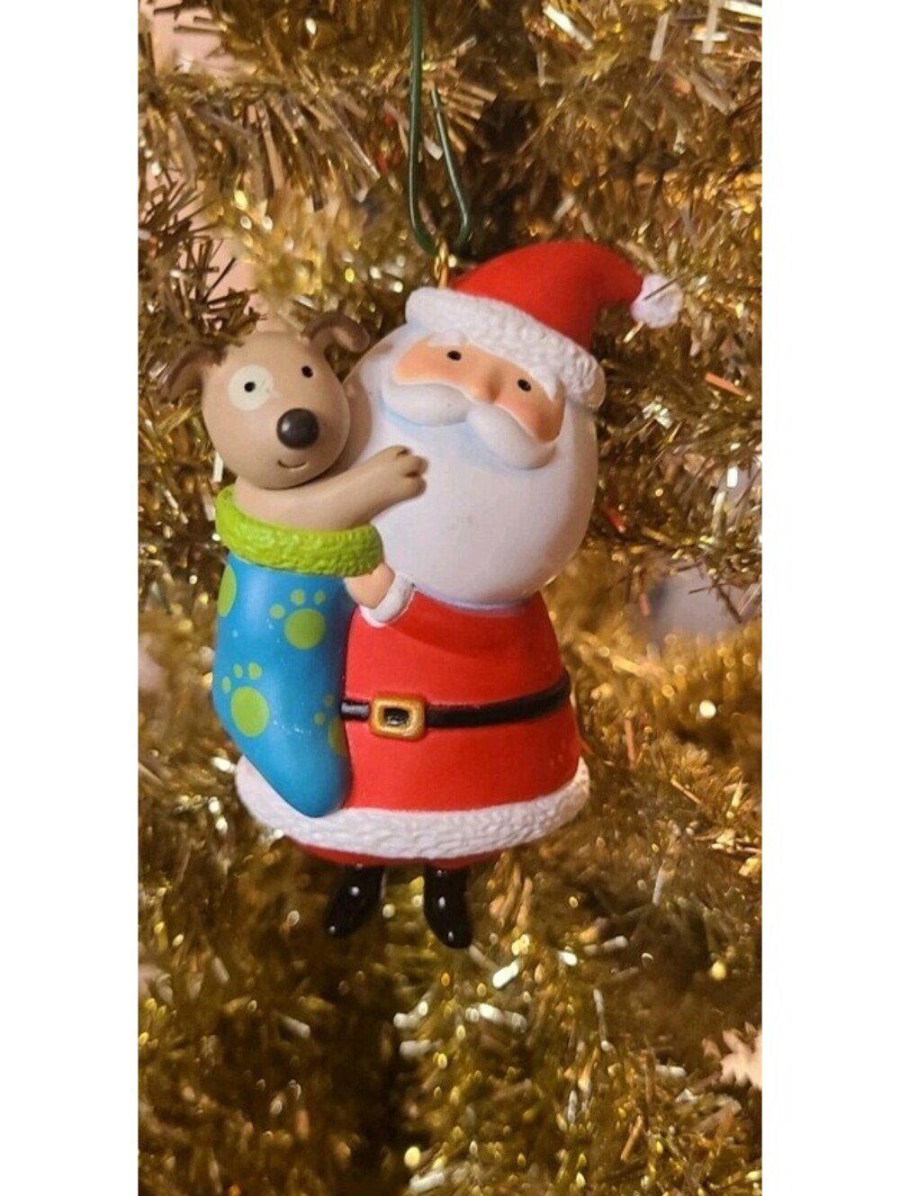 Hallmark Keepsake Ornament Stocking Stuffing Santa Claus Puppy Dog Stocking 2012